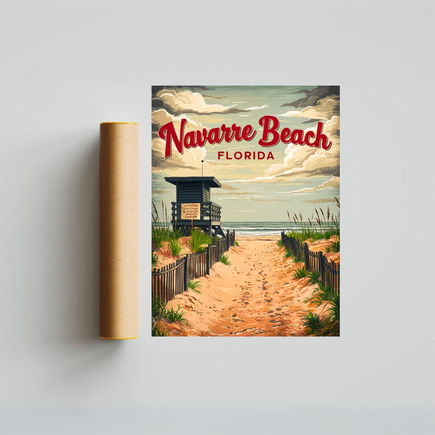 Navarre Beach Vintage Travel Poster