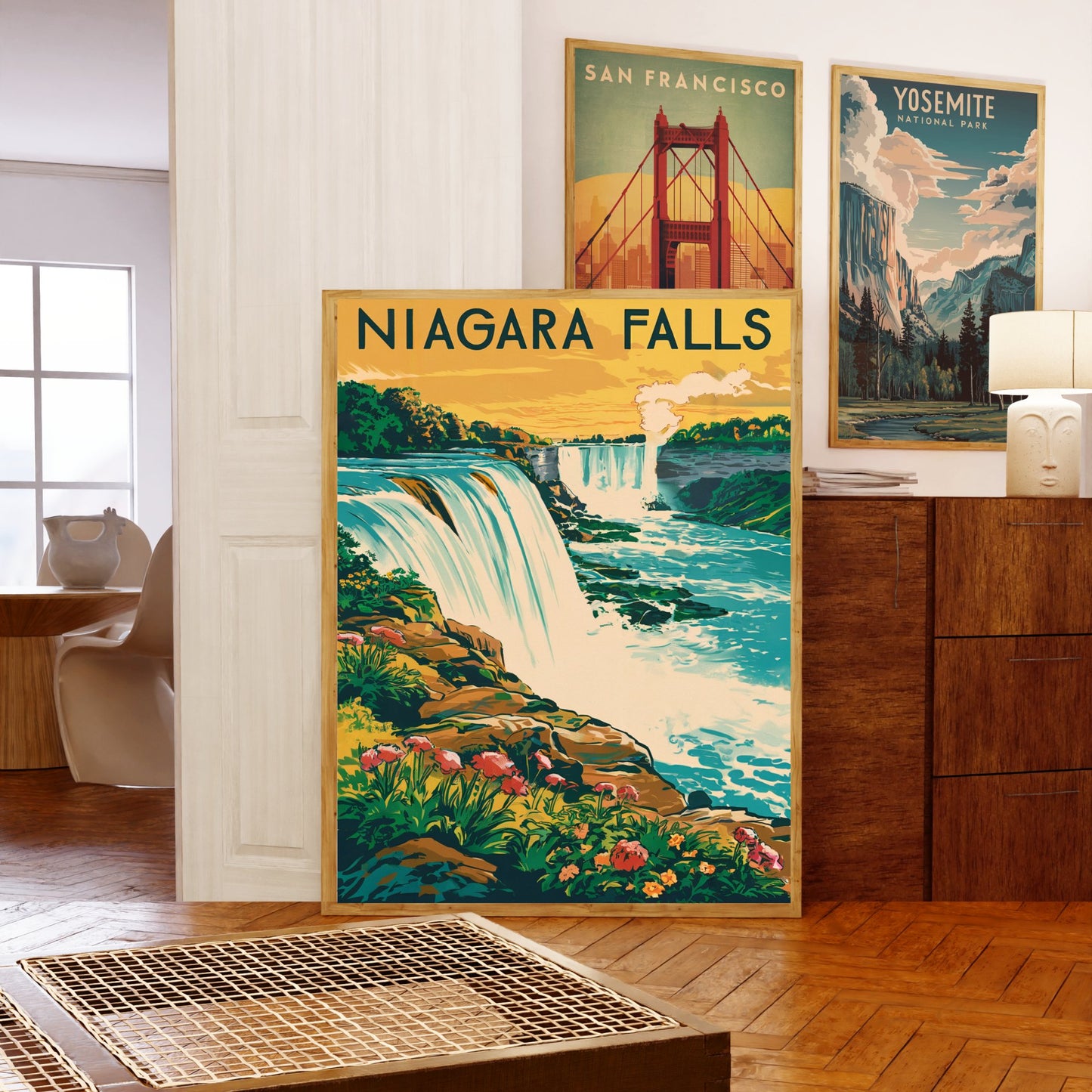 Niagara Falls Vintage Travel Poster - Majestic Waterfalls