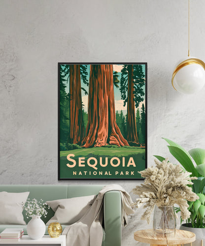 Sequoia National Park Vintage Travel Poster - Timeless Giants of the Forest