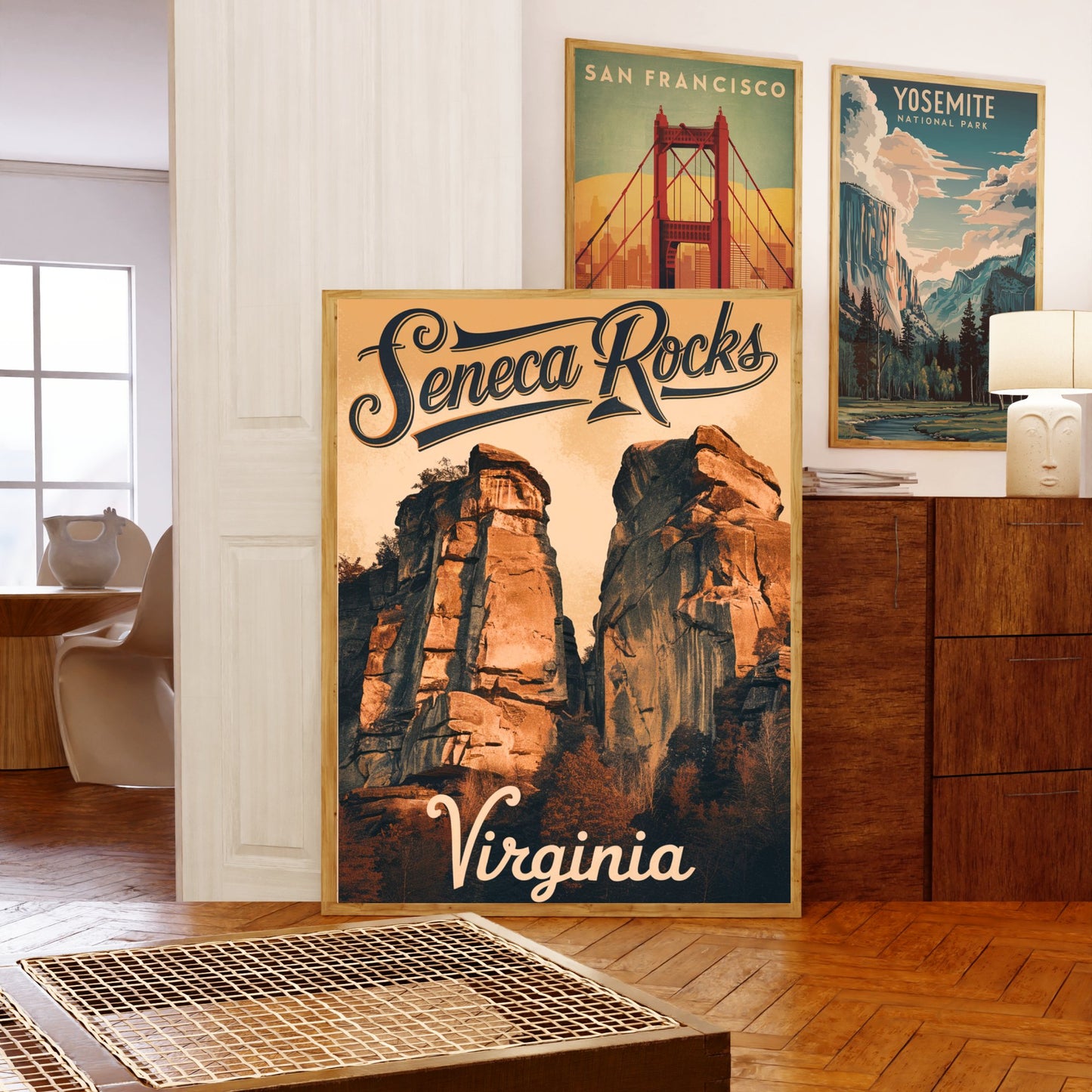 Seneca Rocks Vintage Travel Poster