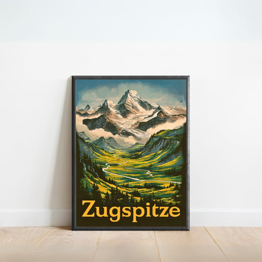 Zugspitze Vintage Travel Poster