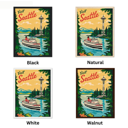 Seattle Vintage Travel Poster -  Pacific Northwest Charm