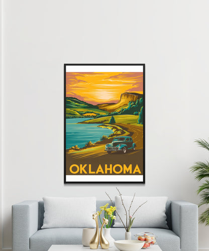 Oklahoma Vintage Travel Poster - Lake Country