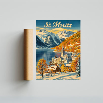 St. Moritz Vintage Travel Poster