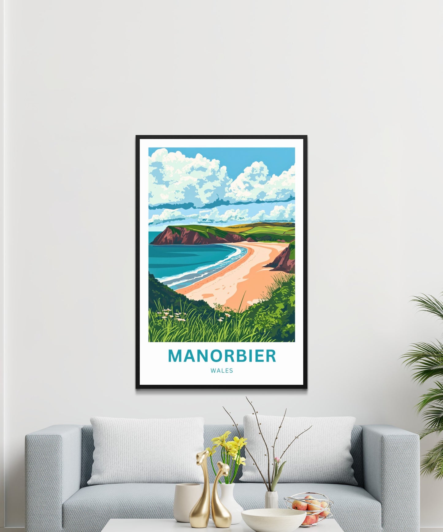 Manorbier Travel Poster - Timeless Coastal Beauty of Wales