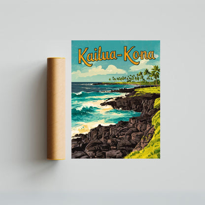 Kailua-Kona Vintage Travel Poster