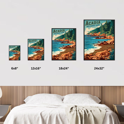 Acadia Vintage Travel Poster - Timeless Coastal Beauty