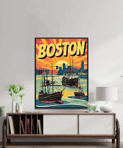 Boston Vintage Travel Poster - Retro Boston Set Sail Print