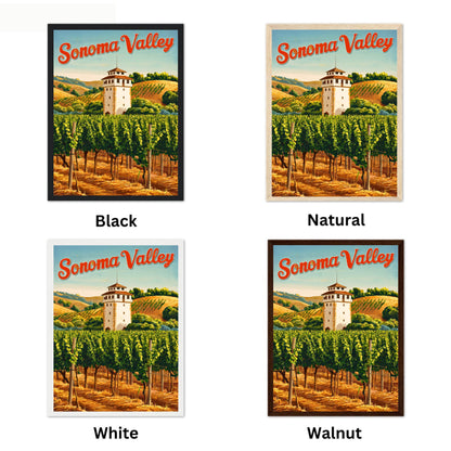 Sonoma Valley Vintage Travel Poster - The Heart of California’s Wine Country