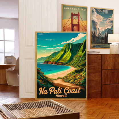 Na Pali Coast Vintage Travel Poster - Romantic Getaway