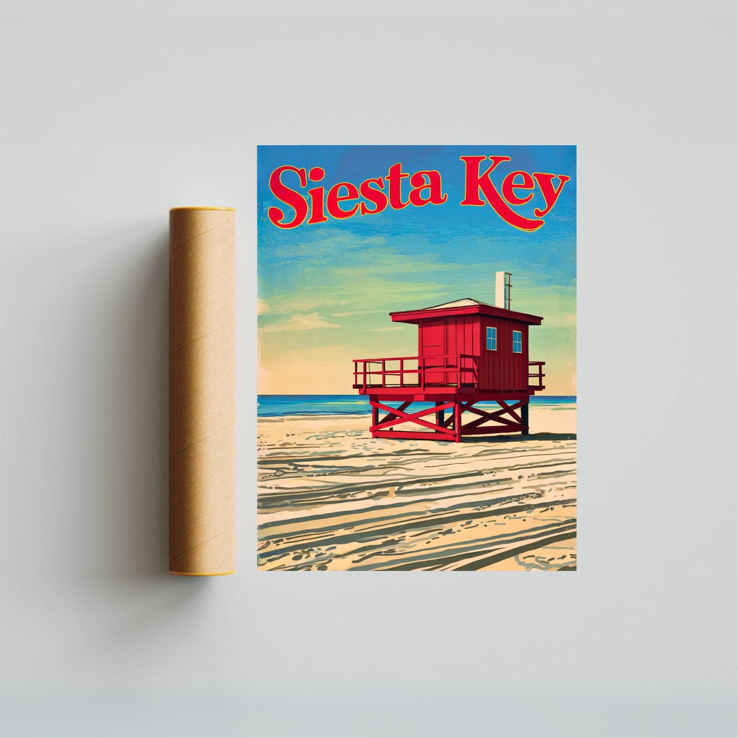 Siesta Key Vintage Travel Poster - Sunset Serenity