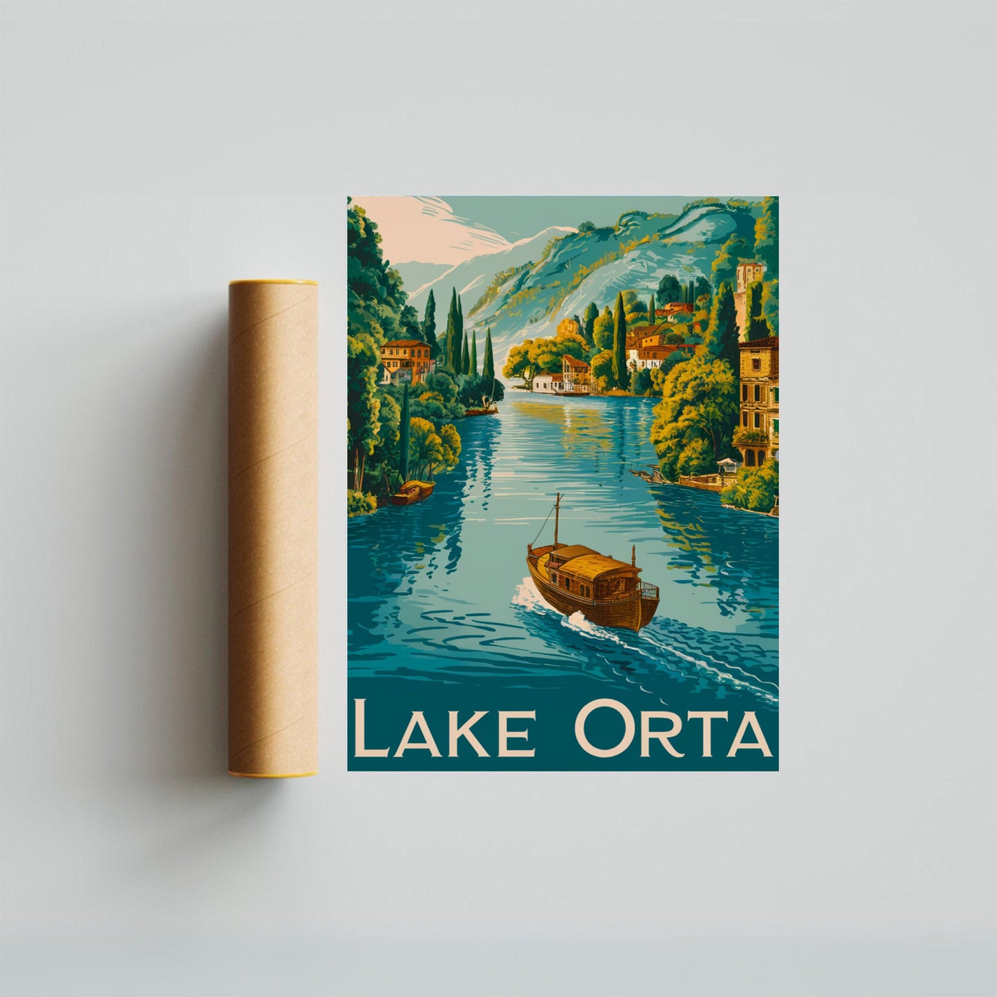 Lake Orta Vintage Travel Poster - Charming Shores