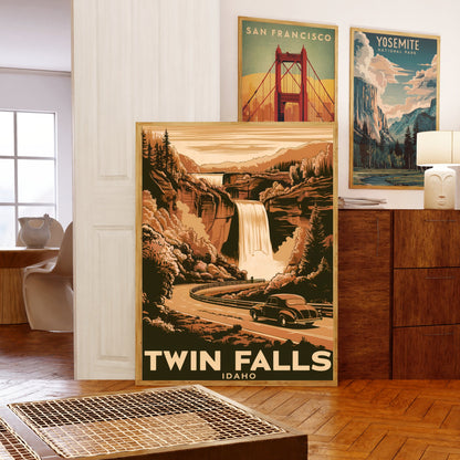 Twin Falls Vintage Travel Poster