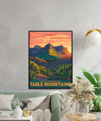 Table Mountain Vintage Travel Poster - Beautiful Views