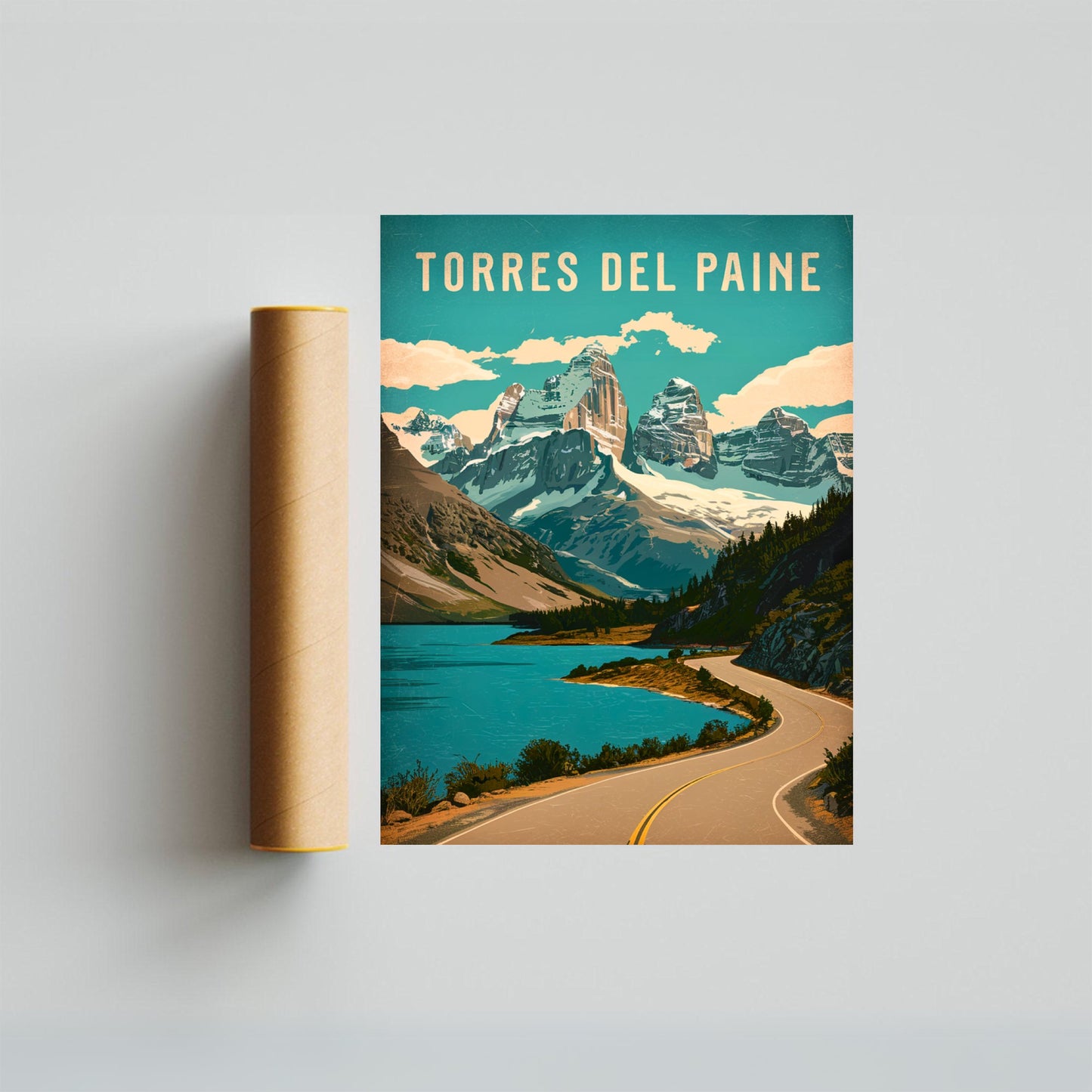 Torres del Paine Vintage Travel Poster - Patagonian Paradise