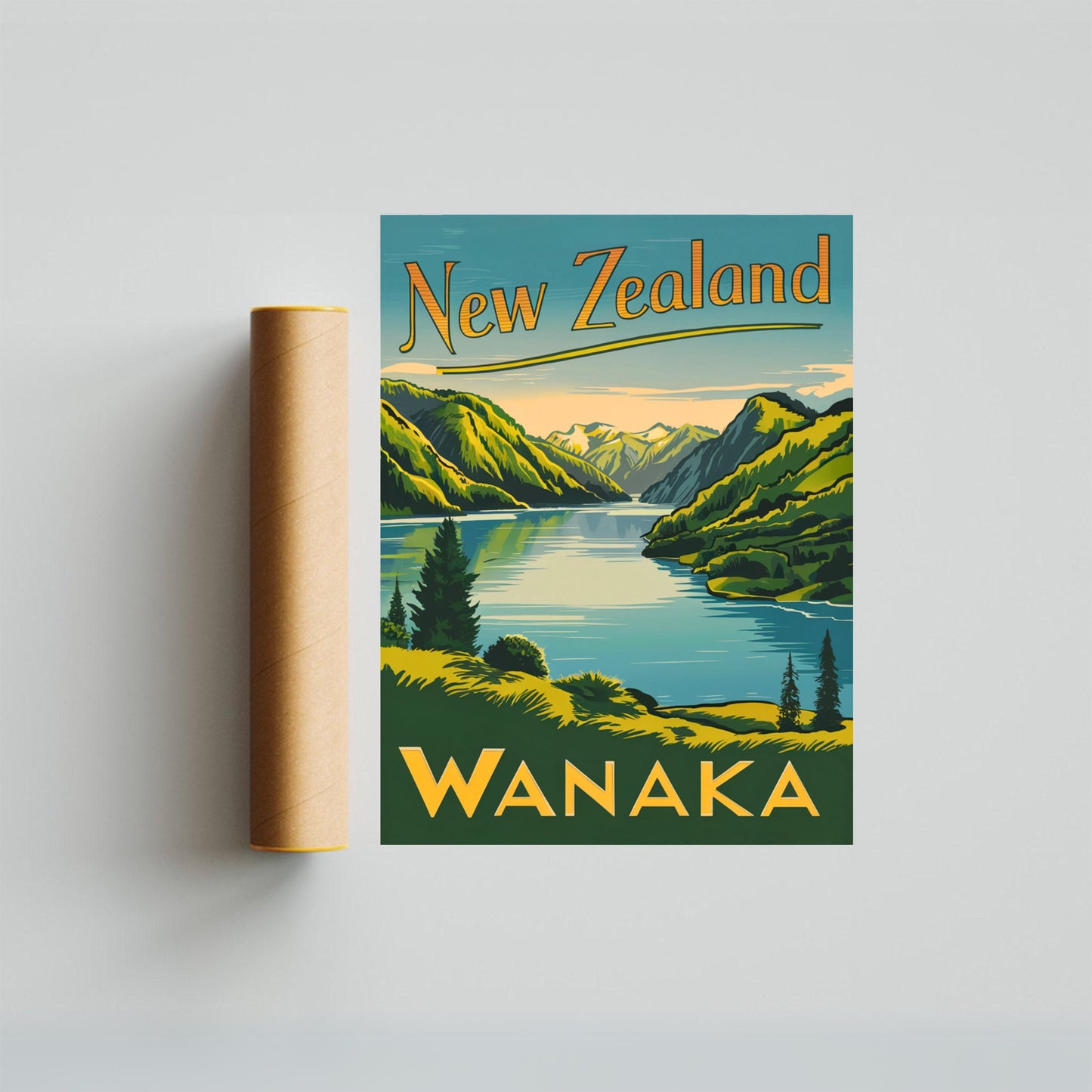 New Zealand Vintage Travel Poster  - Nature's Masterpiece