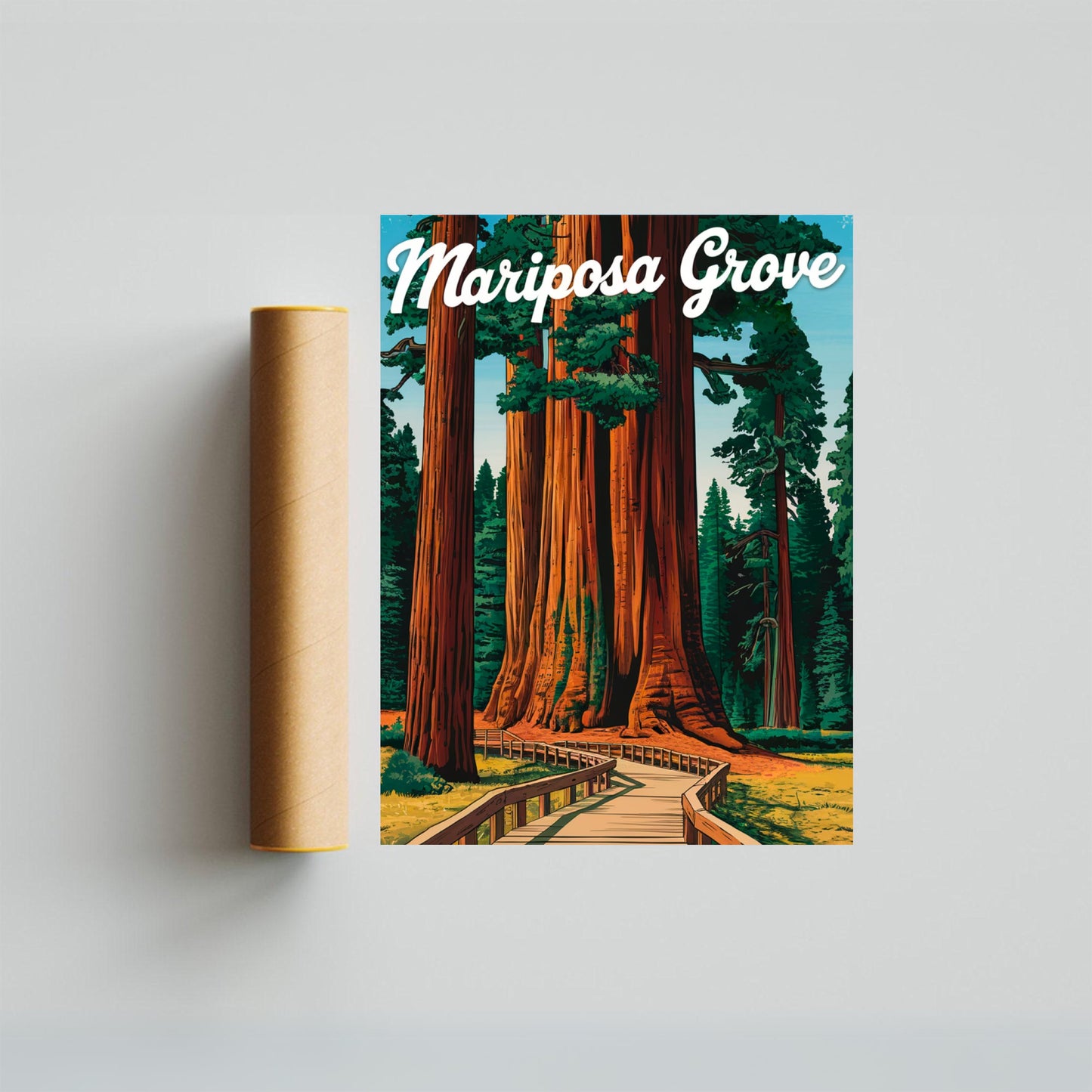 Mariposa Grove Vintage Travel Poster - Forest Majesty