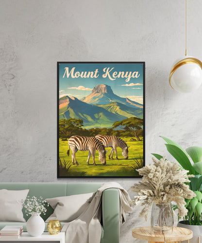 Mount Kenya Vintage Travel Poster - Mountain Splendor