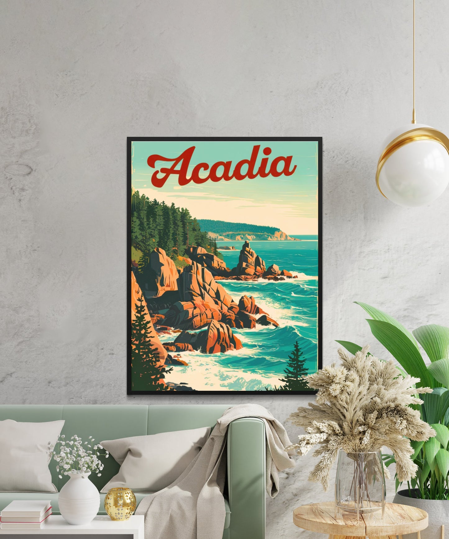 Acadia Vintage Travel Poster - Serene Lakes