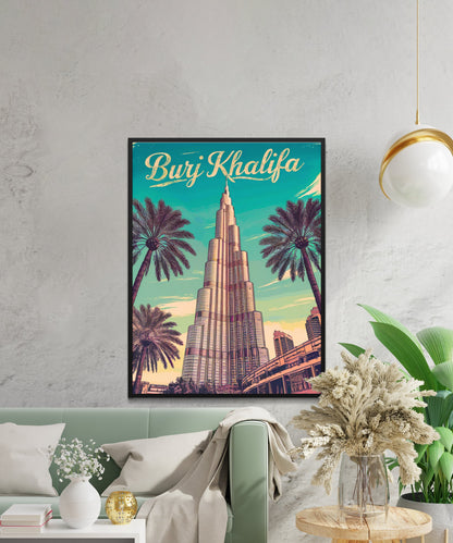 Burj Khalifa Vintage Travel Poster