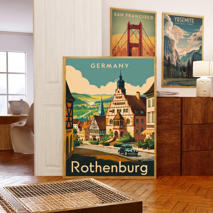 Rothenburg Vintage Travel Poster - Enchanting German Village