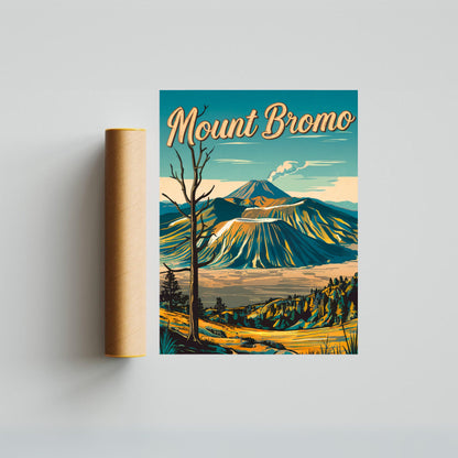 Mount Bromo Vintage Travel Poster - Mountain Ascent