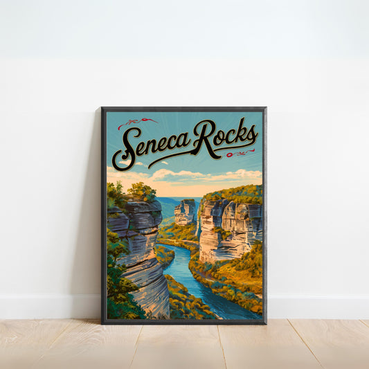 Seneca Rocks Vintage Travel Poster - Rock Formation