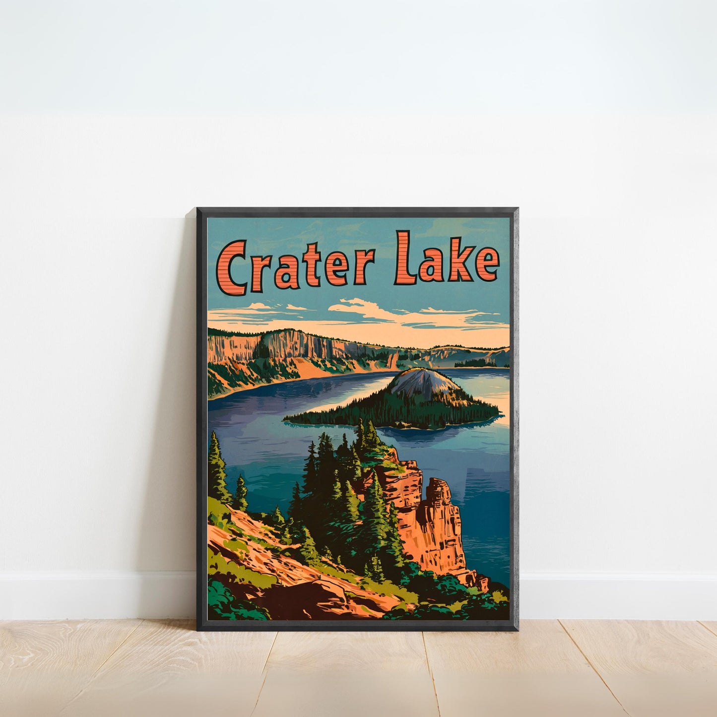 Crater Lake  Vintage Travel Poster - Timeless Blue Majesty