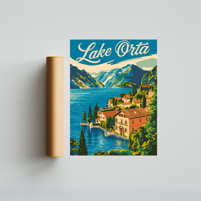 Lake Orta Vintage Travel Poster - Tranquil Waters