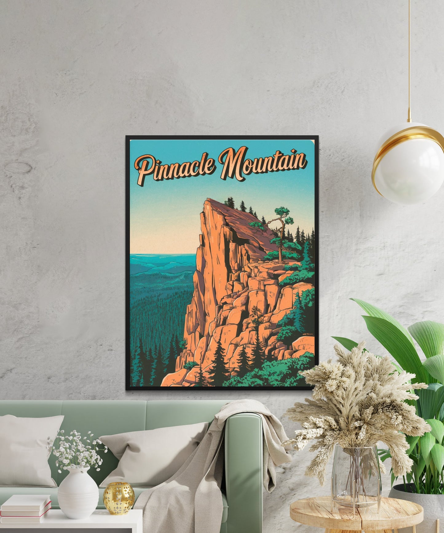 Pinnacle Mountain Vintage Travel Poster