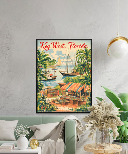 Key West Vintage Travel Poster- Coastal Escape