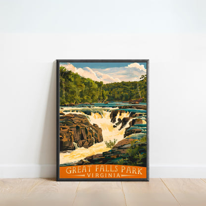 Great Falls Park Vintage Travel Poster