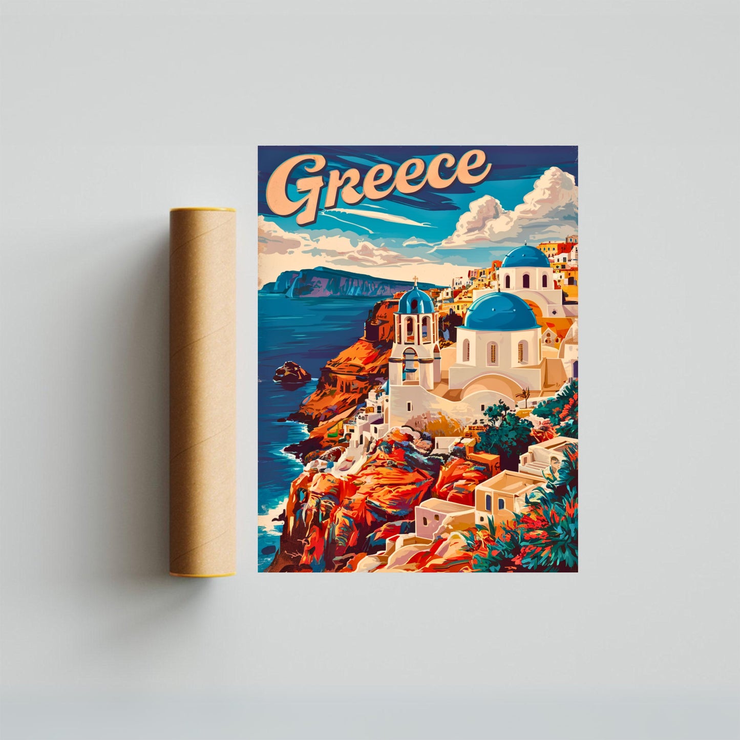 Greece Vintage Travel Poster - Aegean Serenity