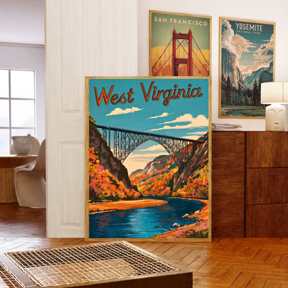 West Virginia Vintage Travel Poster - Heart of the Mountain State