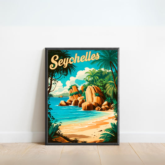 Seychelles Vintage Travel Poster - Tropical Paradise