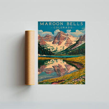 Maroon Bells Vintage Travel Poster