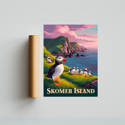 Skomer Island Vintage Travel Poster