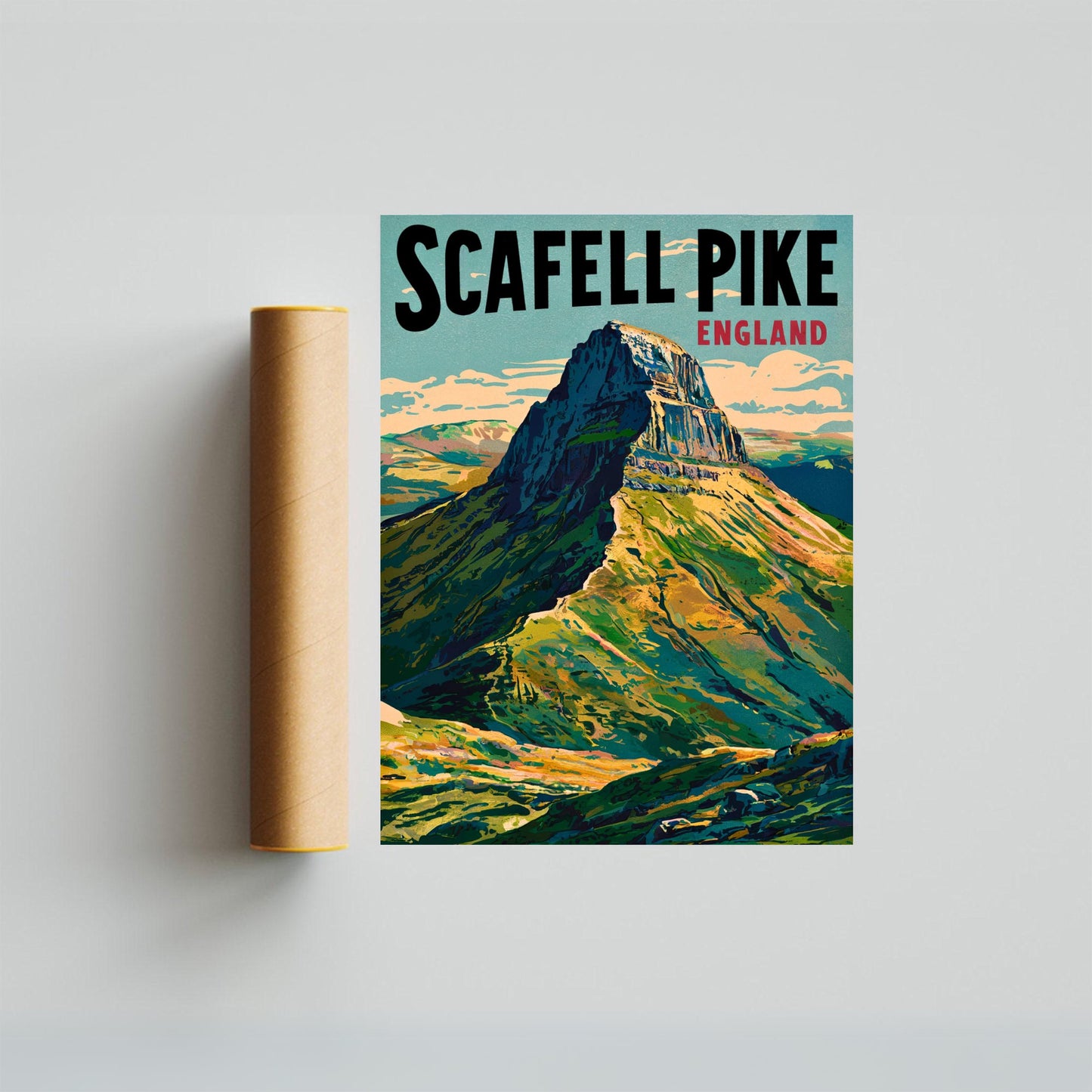 Scafell Pike Vintage Travel Poster  - Majestic Peak View