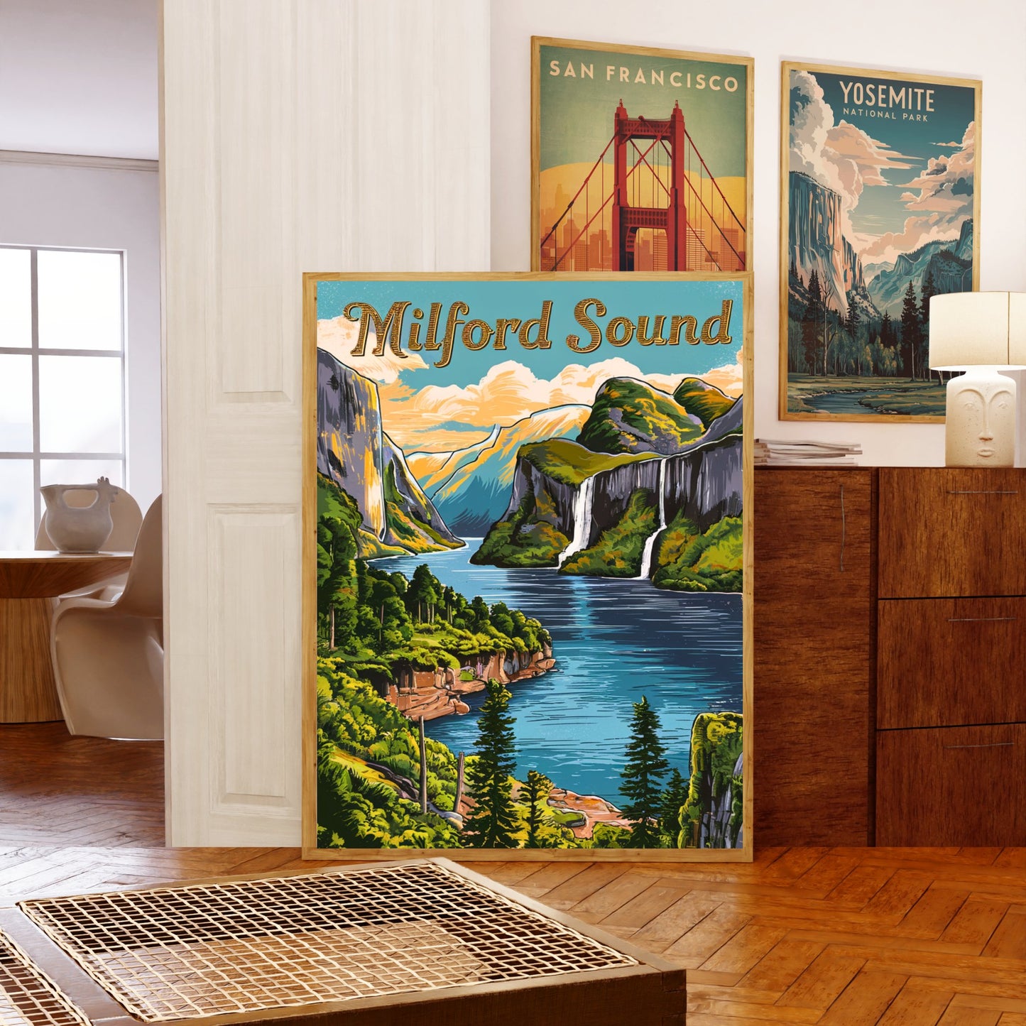 Milford Sound Vintage Travel Poster - Majestic Fjords