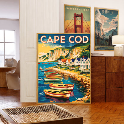 Cape Cod Vintage Travel Poster - New England Seaside