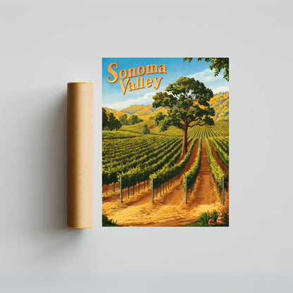 Sonoma Valley Vintage Travel Poster