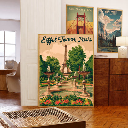 Eiffel Tower Vintage Travel Poster