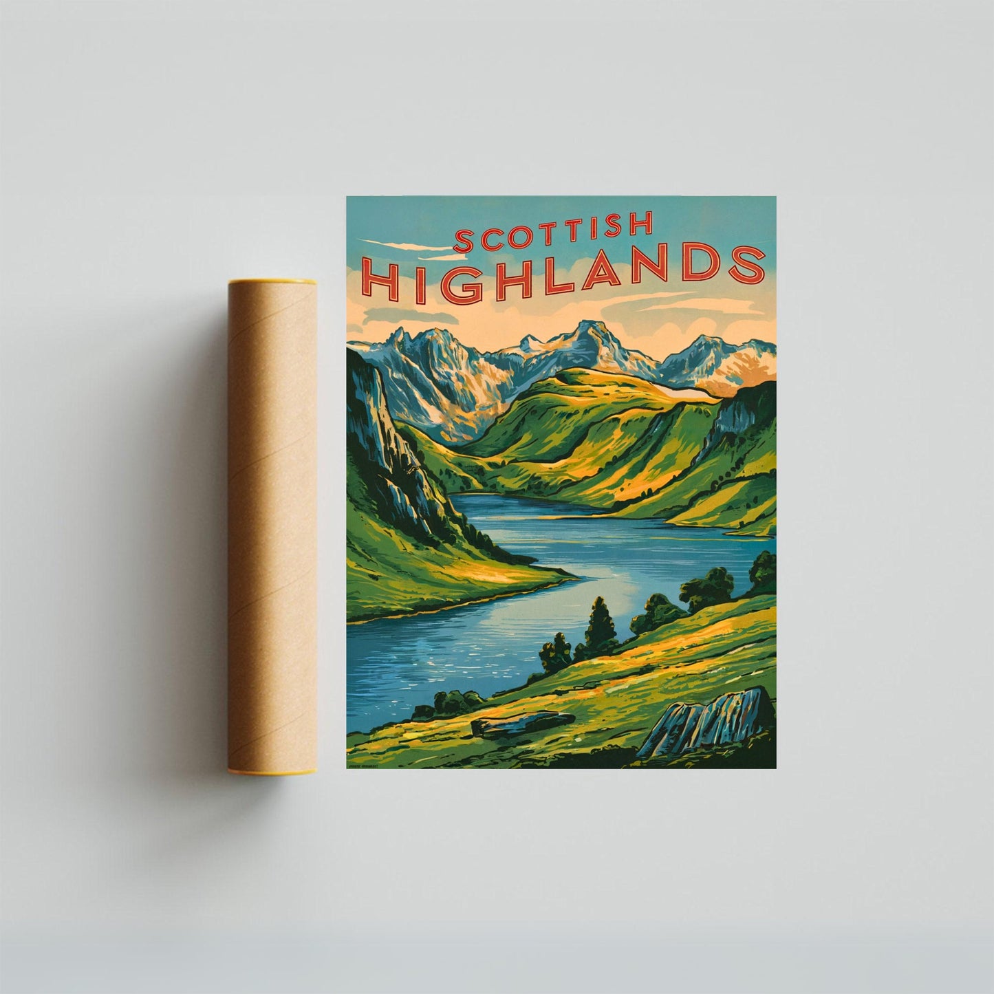 Scottish Highlands Vintage Travel Poster