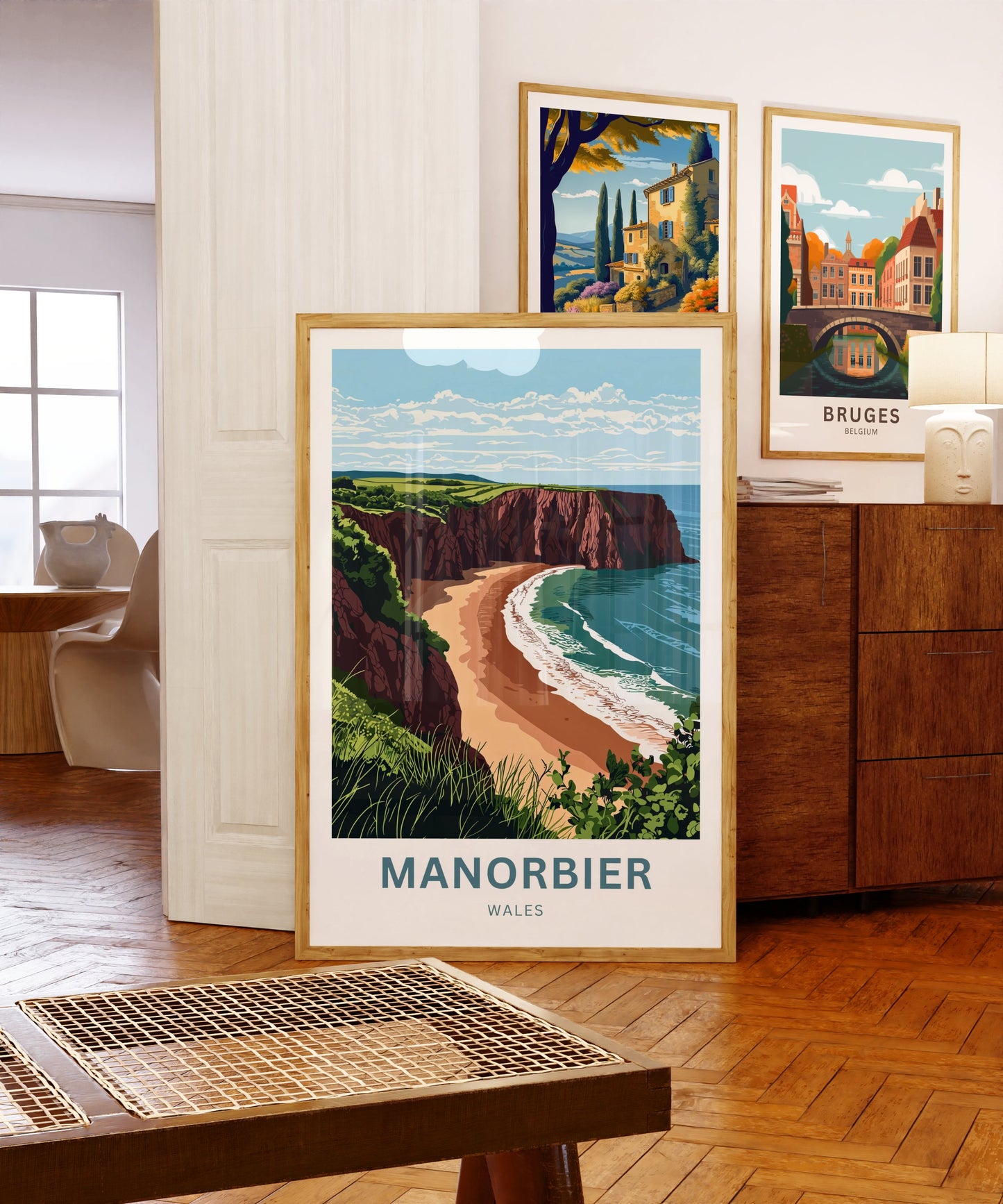 Manorbier Travel Poster - Wales Coastal Charm