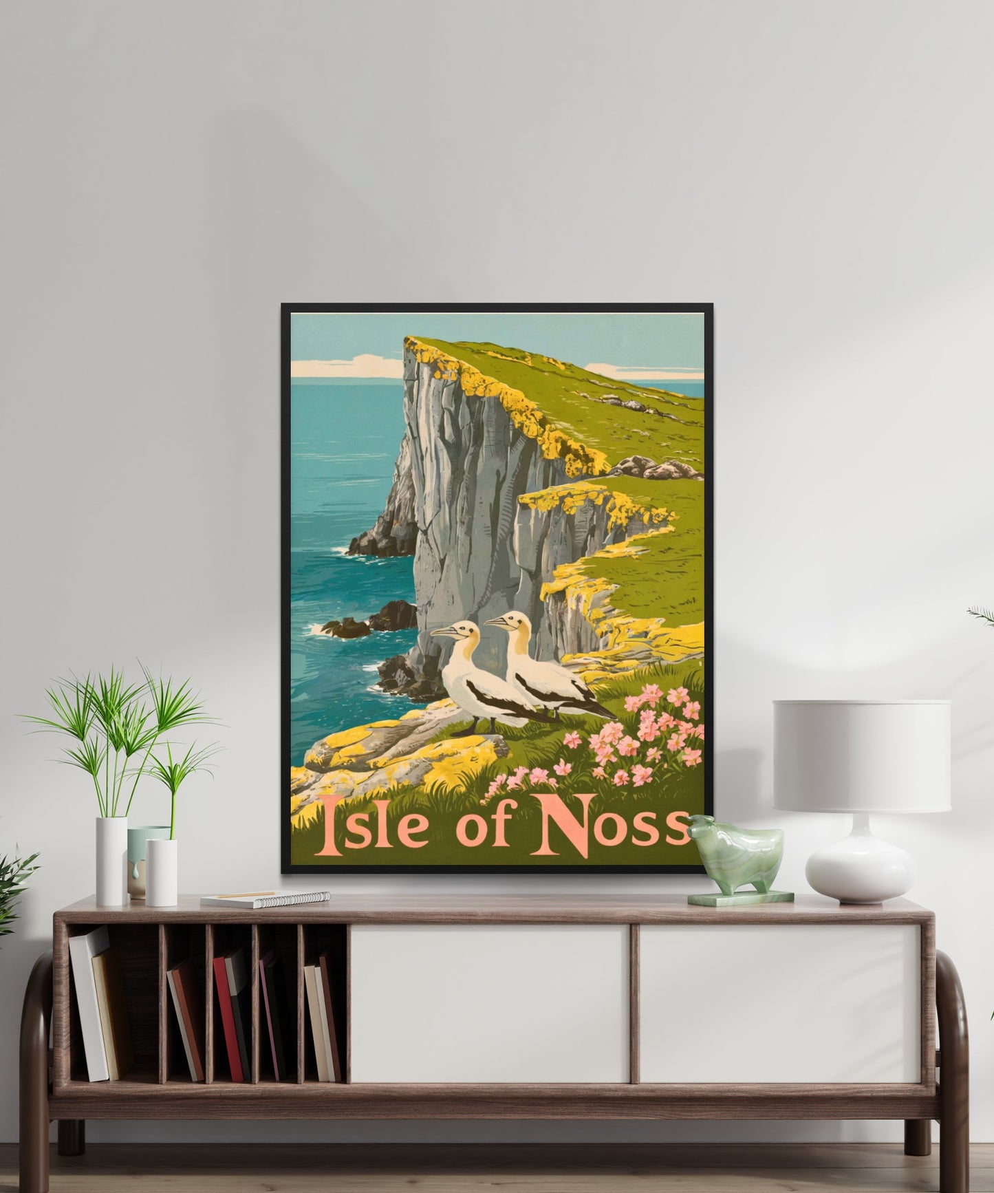 Isle of Noss Vintage Travel Poster  - Timeless Scottish Wilderness