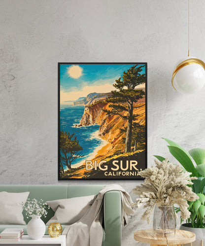 Big Sur Vintage Travel Poster - Timeless Coastal Majesty