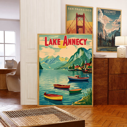 Lake Annecy Vintage Travel Poster