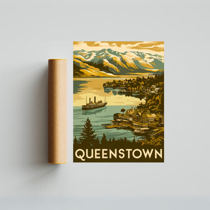 Queenstown Vintage Travel Poster - Alpine Resort