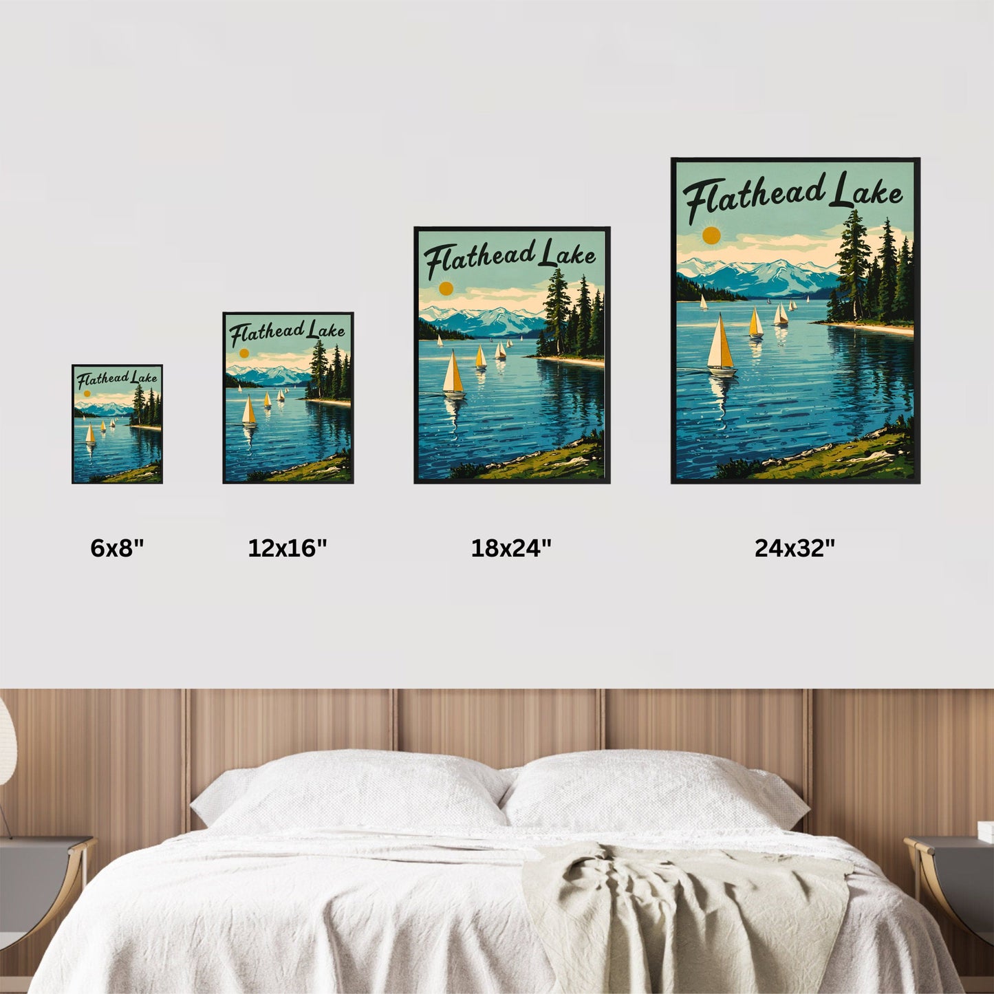 Flathead Lake Vintage Travel Poster - Montana Lake