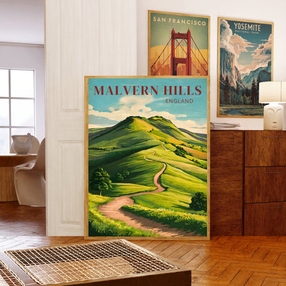 Malvern Hills Vintage Travel Poster